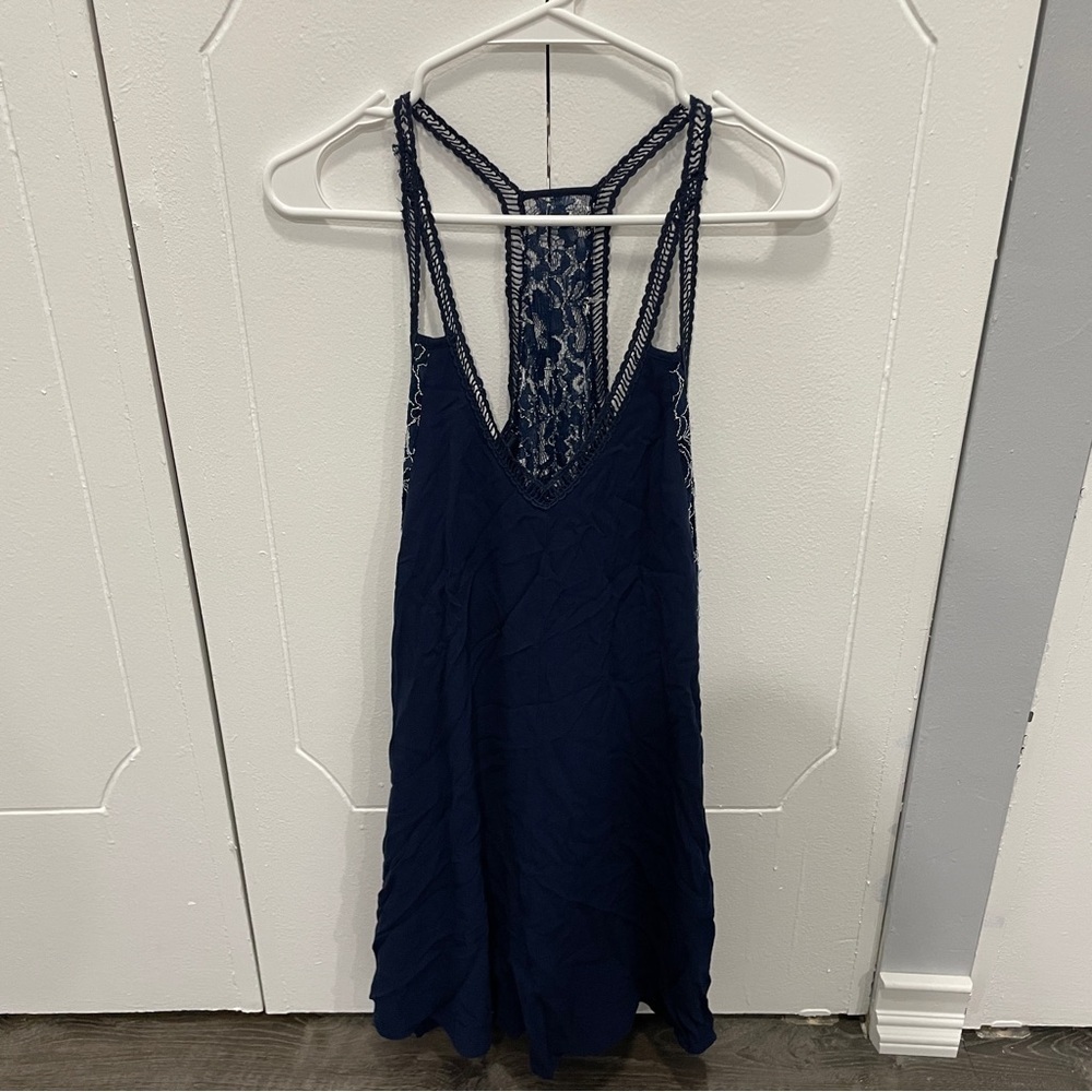 City Triangles Blue Lace Swing Mini Dress